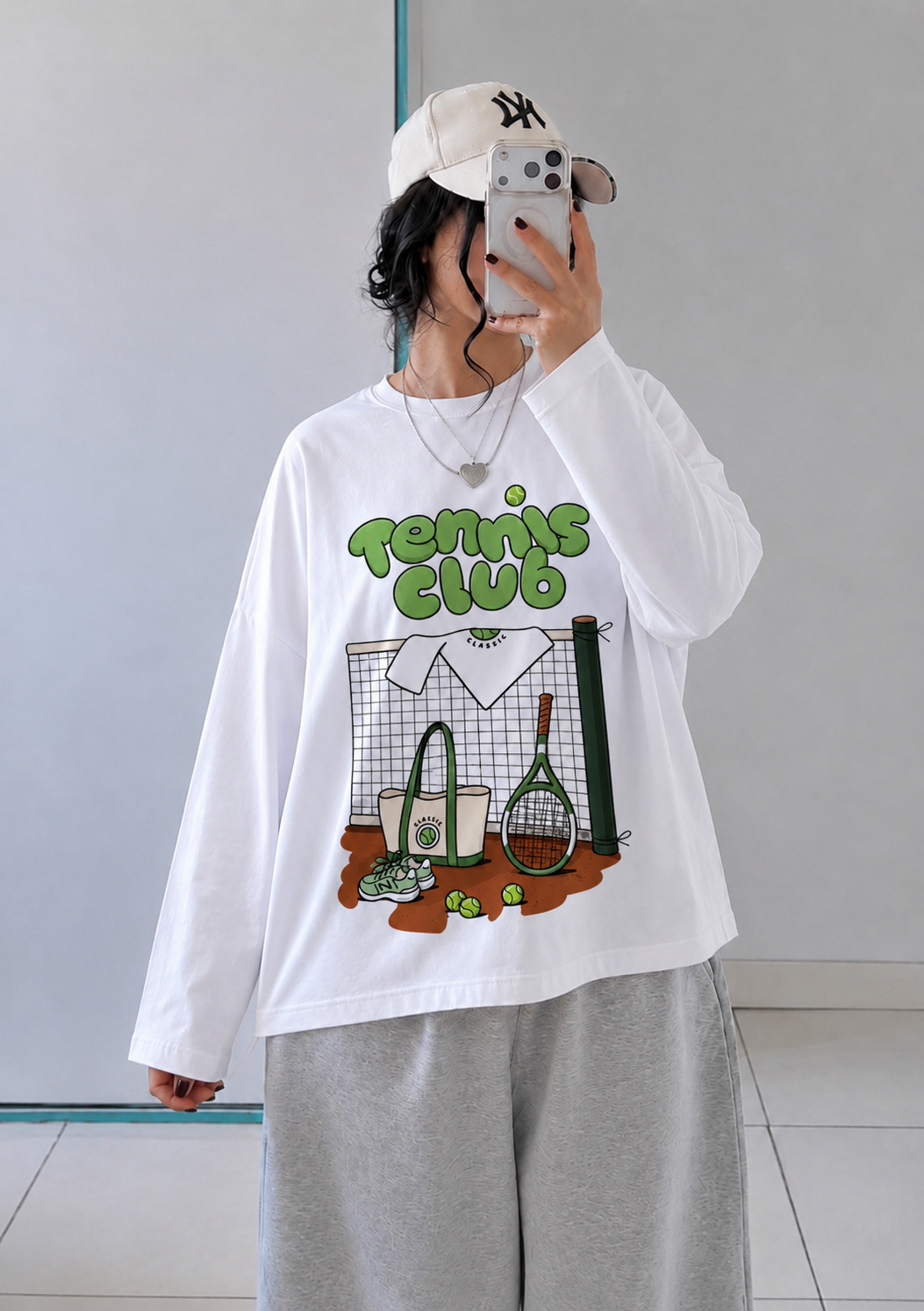 Long sleeve oversized tee (Tennis club )