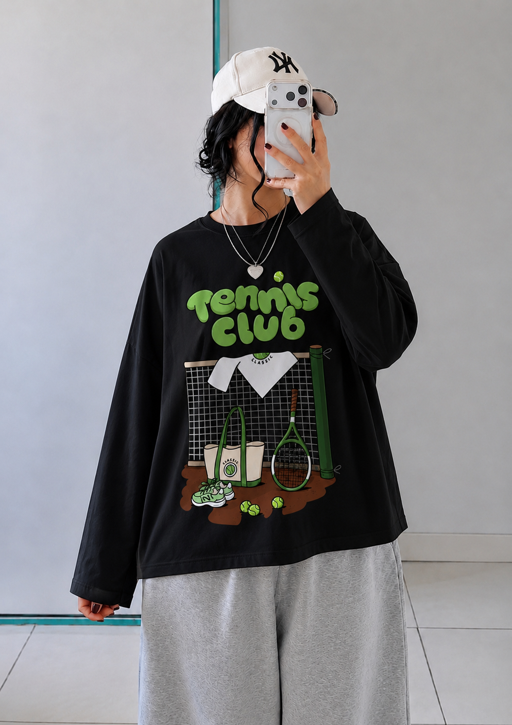 Long sleeve oversized tee (Tennis club )