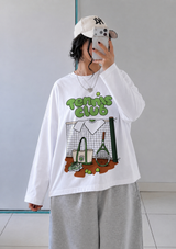 Long sleeve oversized tee (Tennis club )