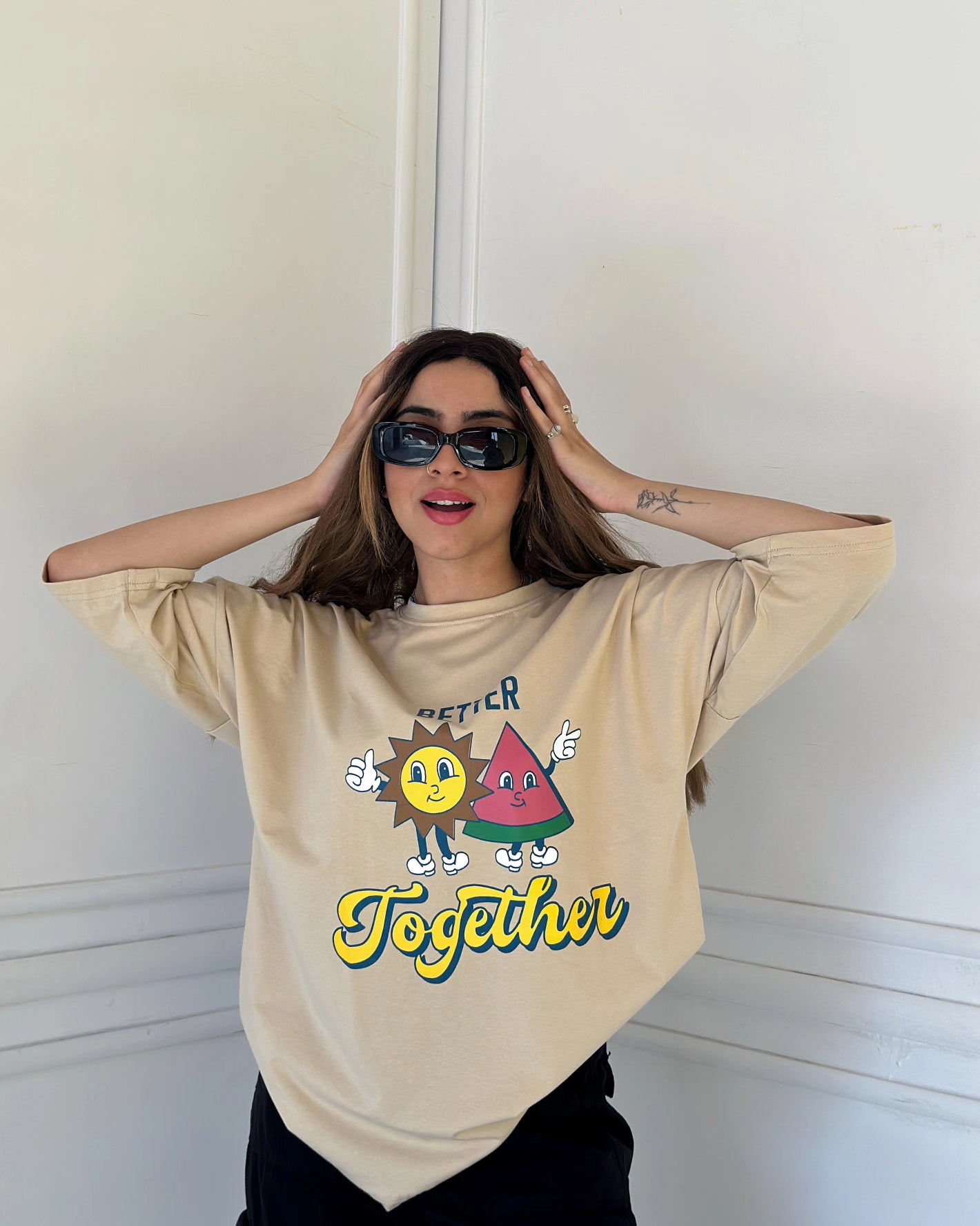 Oversized t-shirt bige